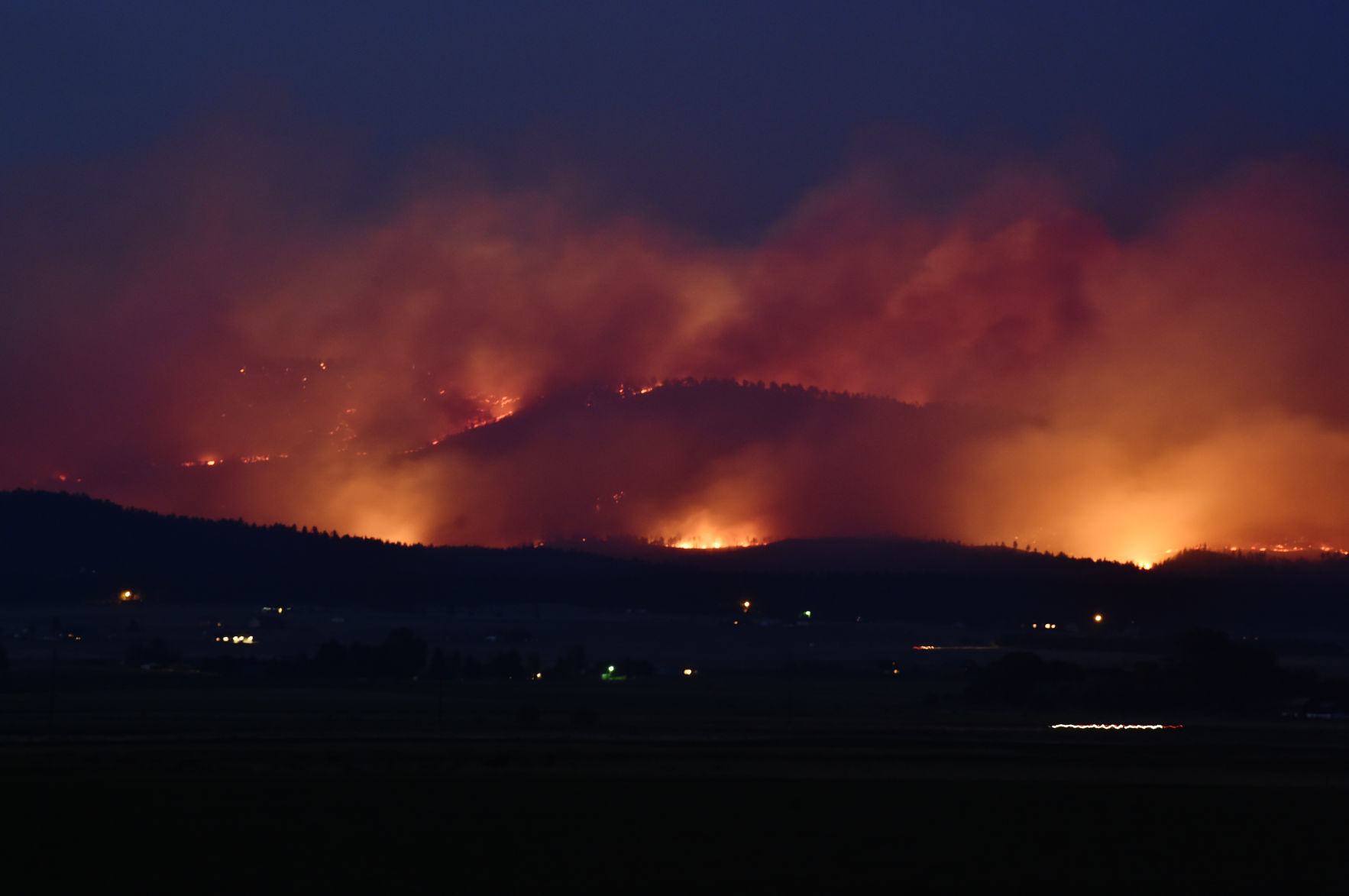 North Hills fire at night